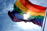 Die Regenbogenflagge, das Symbol der  lesbischwulen&Transgender Gemeinschaft. 