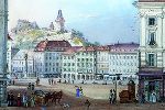 Der Hauptwachplatz (Hauptplatz), um 1840, Conrad Kreuzer, Tempera 