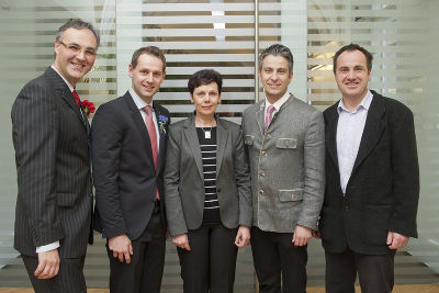 Die Klubobleute auf dem Foto von links: Michael Grossmann (SPÖ), Mag. Armin Sippel (FPÖ), Ina Bergmann (KPÖ), Kurt Hohensinner, MBA (ÖVP), Dr. Gerhard Wohlfahrt (Grüne) | Stadt Graz/Fischer  