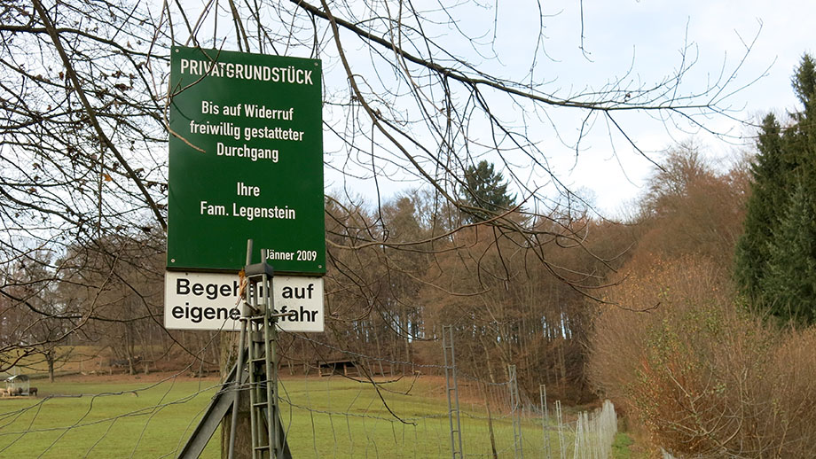 Stiftingtal, Wildgatter Legenstein, Fußweg Leechwald – Kollonitschstraße. Foto: ©Auferbauer