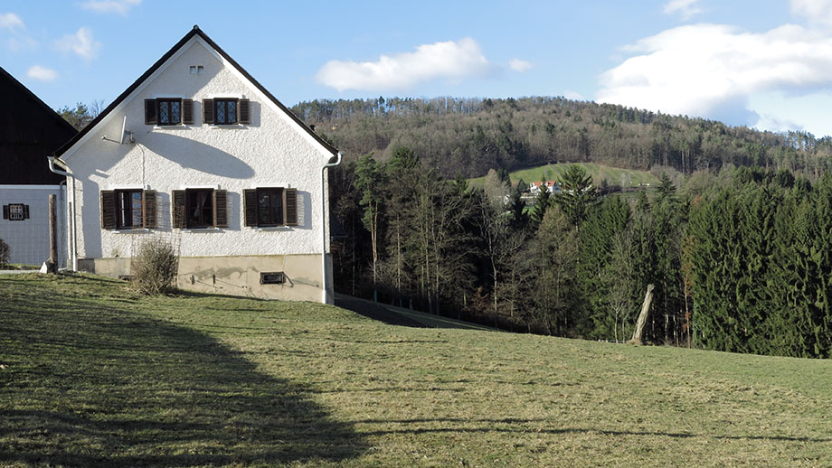 Gehöft Hopfer, Himmelreichweg 71, in Richtung Gehöft vlg. Pulversimmerl am Janischhofweg. Foto: ©Auferbauer