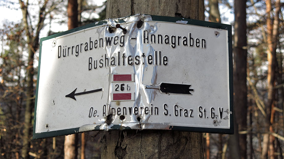 Weggabel, Bachwirt/Lineckberg/Dürrgrabenweg. Foto: ©Auferbauer