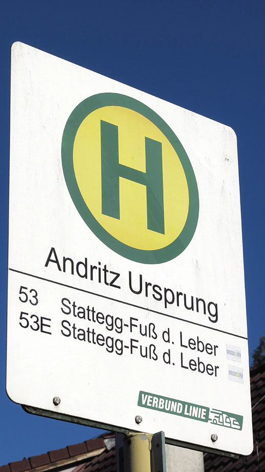 Spaziergang-Ausgangspunkt: Bushaltestelle Stattegg Andritz-Ursprung. Foto: ©Auferbauer