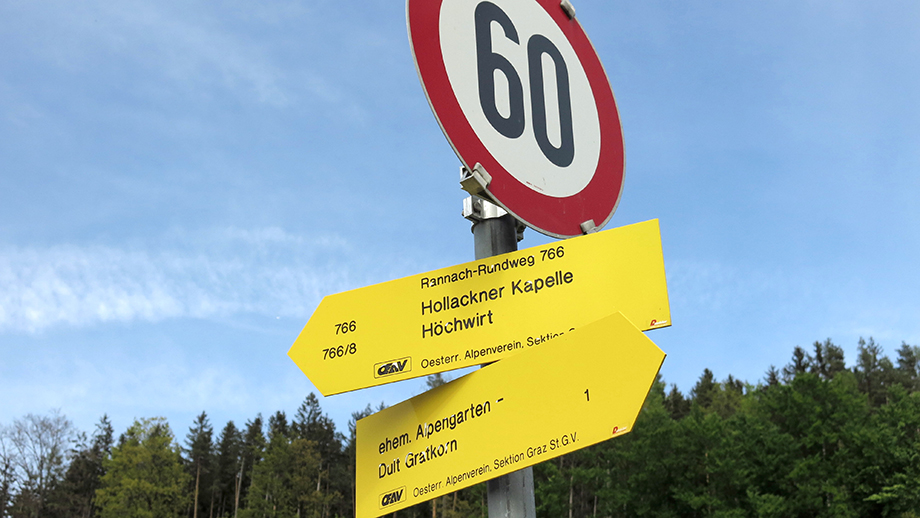 Schnittpunkt (690 m), Rannachstraße und Rannach-Rundweg, Nr. 766. Foto: ©Auferbauer