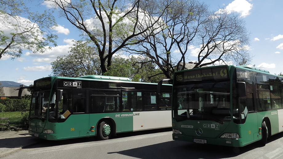 Ausgangspunkt Bus-Endhaltestelle Gösting, Graz Linien, Stadtbusse 40, 48, 85. Foto: ©Auferbauer