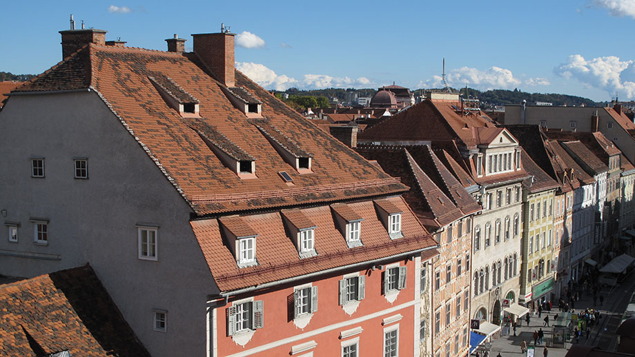 Von der Kastner-Terrasse in Richtung Hauptplatz und Herrengasse. Foto: ©Auferbauer