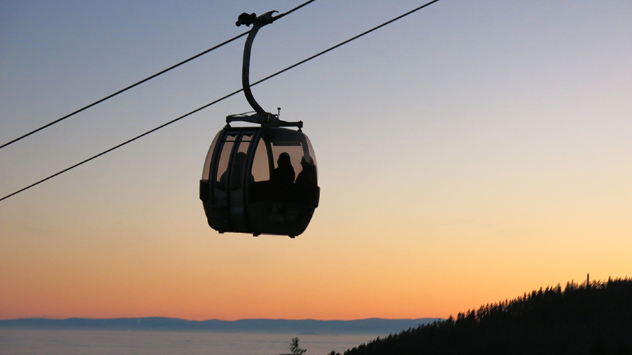 Letzte Fahrt des Tages, mit der Schöckl-Seilbahn in Richtung St. Radegund. Foto: ©Auferbauer