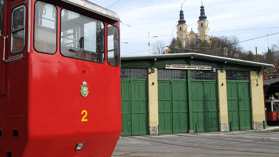 Tramway-Museum, an der Straßenbahn-Endhaltestelle Mariatrost. Foto: ©Auferbauer