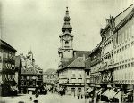 Der heutige "Platz Am Eisernen Tor" um das Jahr 1889 mit Blick in die Herrengasse. © Kubinzky Der heutige "Platz Am Eisernen Tor" um das Jahr 1889 mit Blick in die Herrengasse.