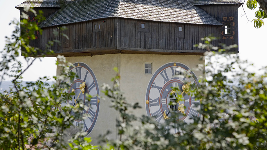 Blick vom Schloßberglift Richtung Uhrturm