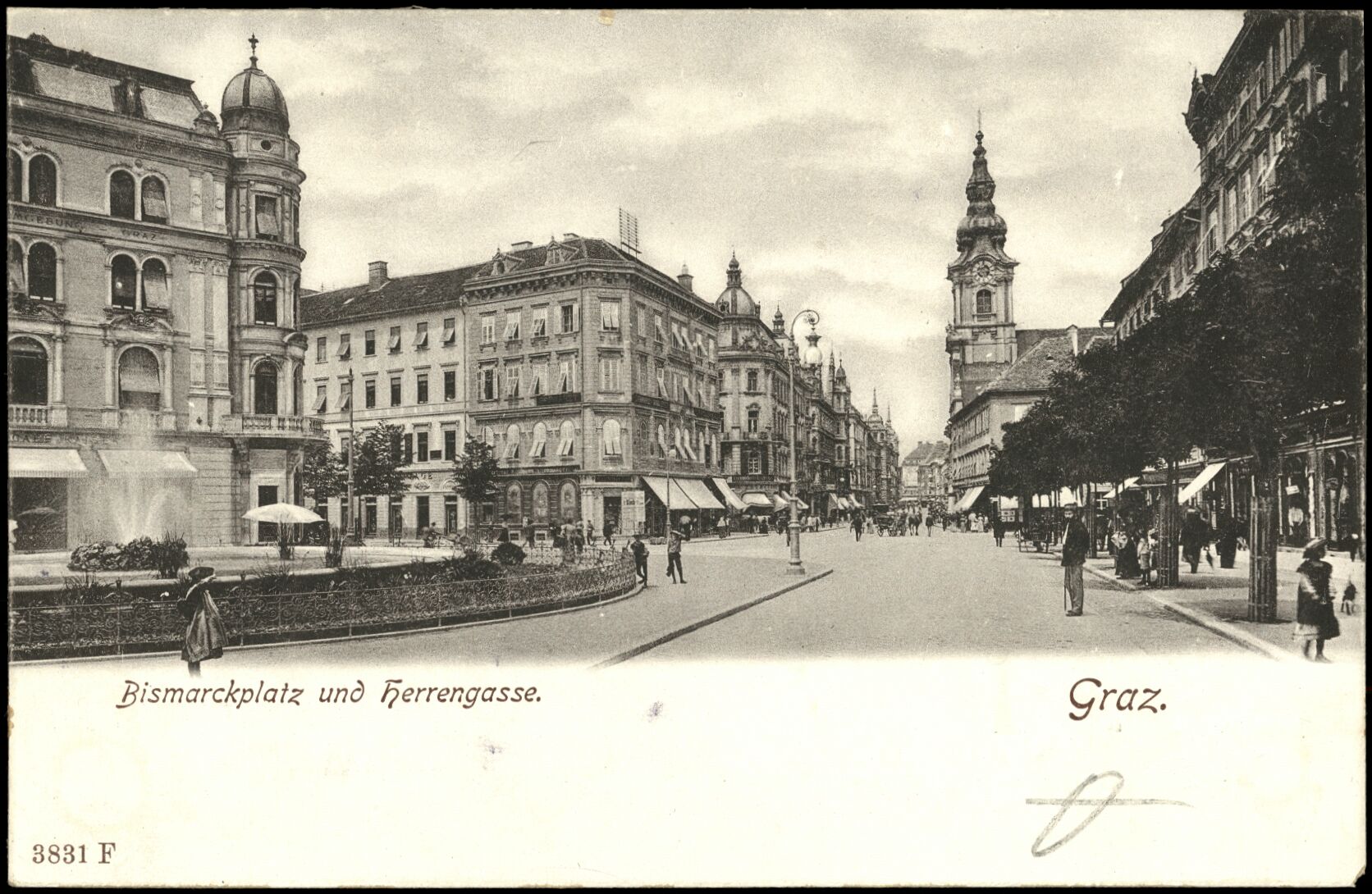 Graz, Bismarckplatz, Herrengasse; vor 1905; Österreichische Nationalbibliothek. Ansichtskarten online. httpdata.onb.ac.atAKONAK054_116