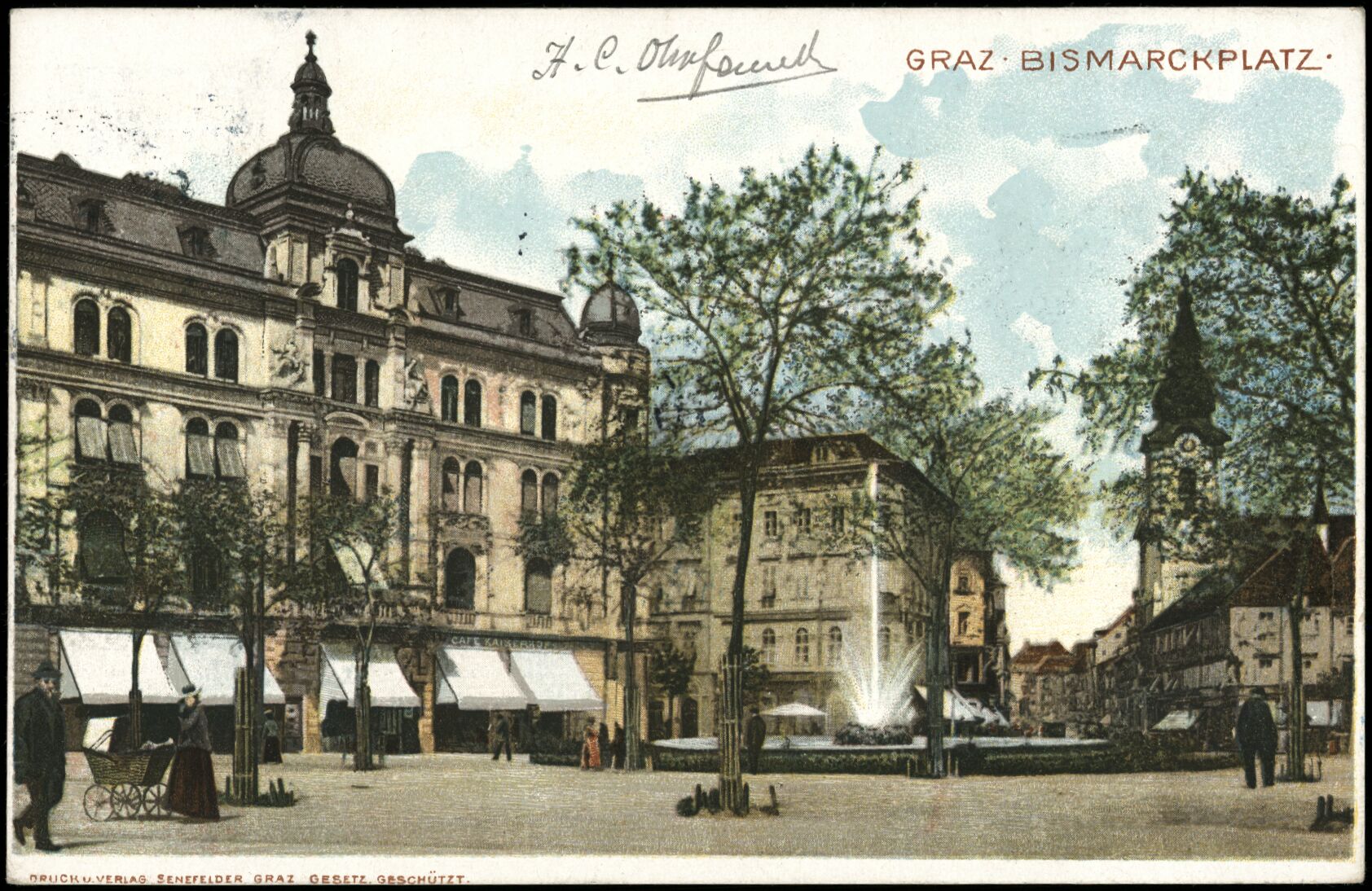 Graz, Bismarckplatz; gelaufen 1900; Österreichische Nationalbibliothek. Ansichtskarten online. httpdata.onb.ac.atAKONAK117_446