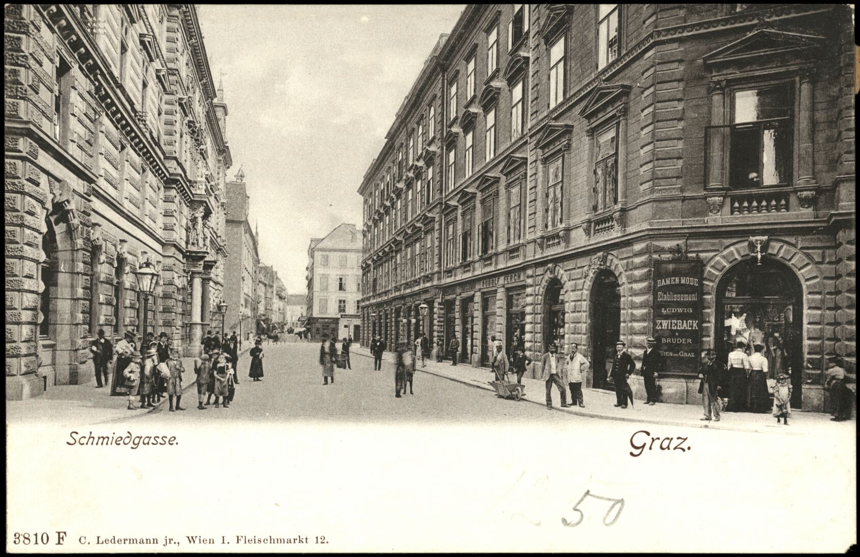 Graz, Schmiedgasse; vor 1905; Österreichische Nationalbibliothek. Ansichtskarten online. httpdata.onb.ac.atAKONAK054_101
