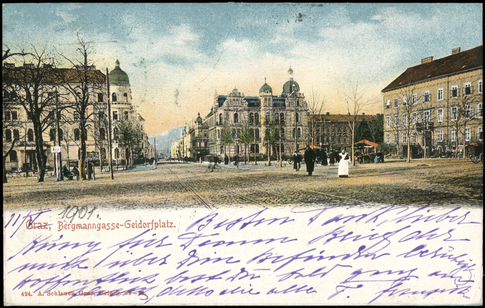 Graz, Bergmanngasse; Geidorfplatz; gelaufen 1901; Österreichische Nationalbibliothek. Ansichtskarten online. httpdata.onb.ac.atAKONAK117_476