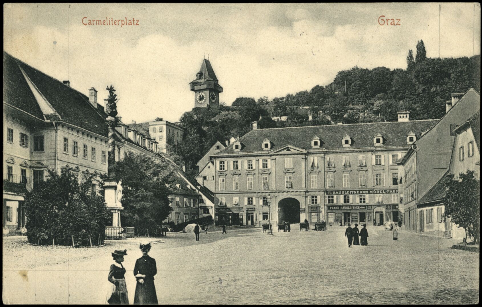 Graz, Carmeliterplatz; 1902; Österreichische Nationalbibliothek. Ansichtskarten online. httpdata.onb.ac.atAKONAK057_573