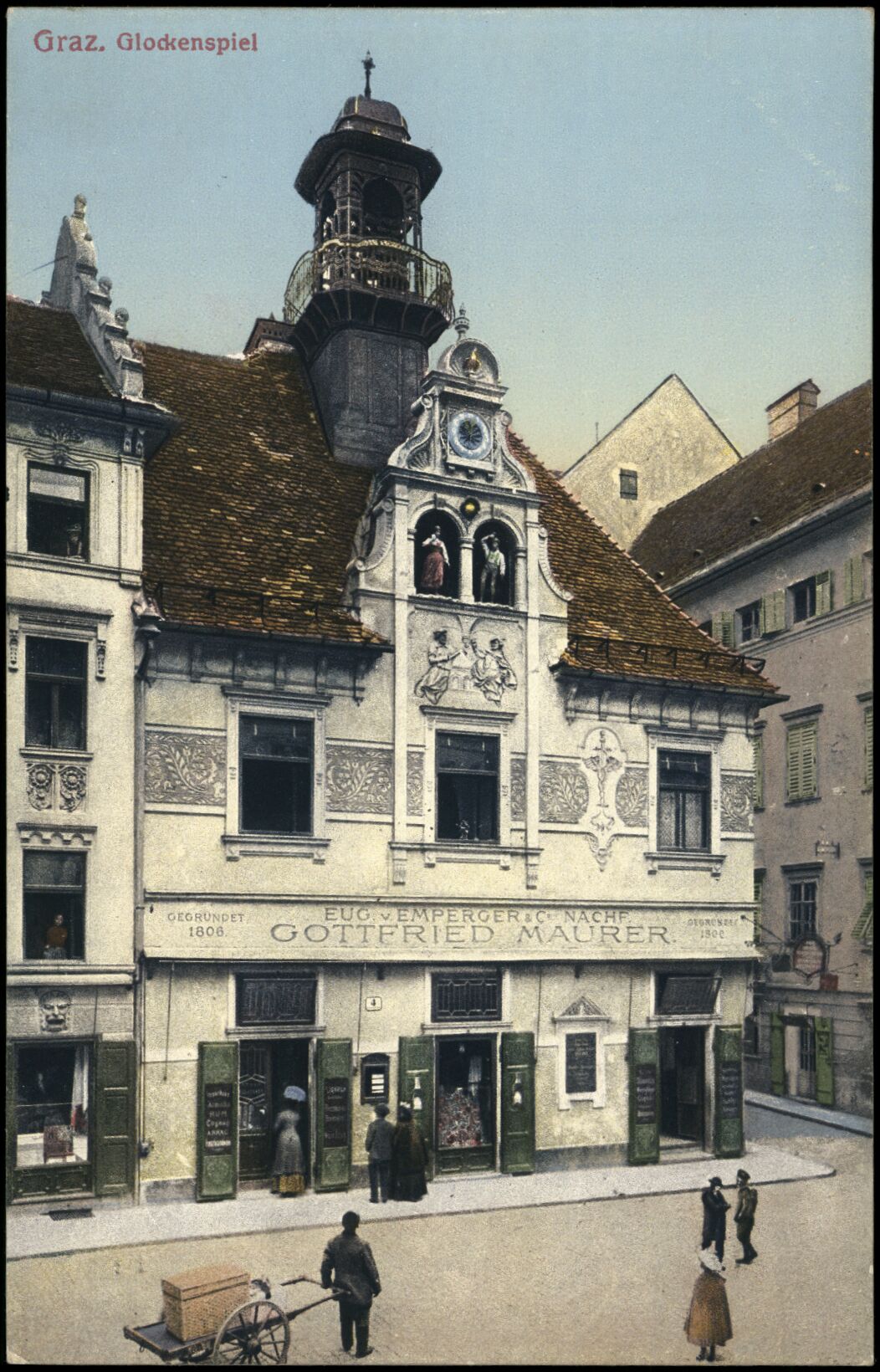 Graz, Glockenspiel; 1911; Österreichische Nationalbibliothek. Ansichtskarten online. httpdata.onb.ac.atAKONAK119_601