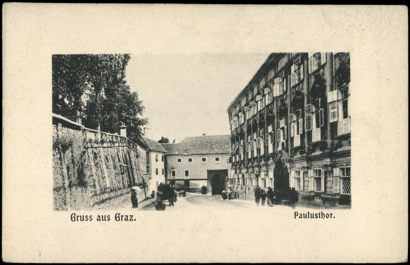 Graz, Paulustor; vor 1907; Österreichische Nationalbibliothek. Ansichtskarten online. httpdata.onb.ac.atAKONAK117_316