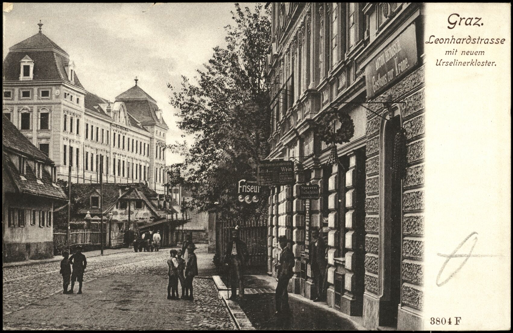 Graz, Leonhardstraße, Neues Ursulingerkloster; vor 1905; Österreichische Nationalbibliothek. Ansichtskarten online. httpdata.onb.ac.atAKONAK054_095