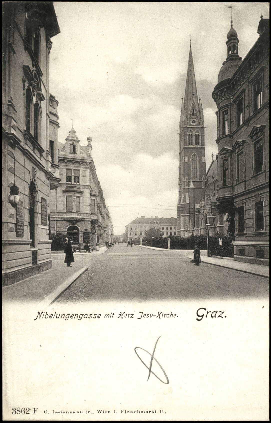 Graz, Nibelungengasse, Herz-Jesu-Kirche; vor 1905; Österreichische Nationalbibliothek. Ansichtskarten online. httpdata.onb.ac.atAKONAK054_126