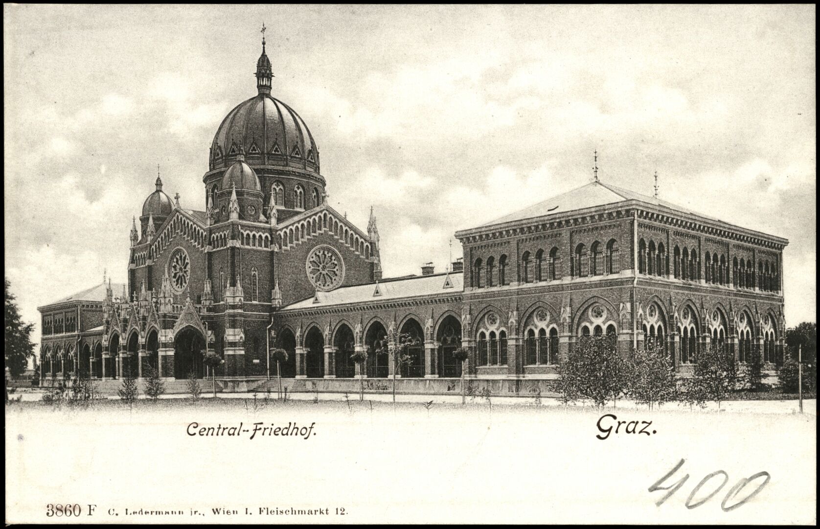 Graz, Central-Friedhof; vor 1905; Österreichische Nationalbibliothek. Ansichtskarten online. httpdata.onb.ac.atAKONAK054_125