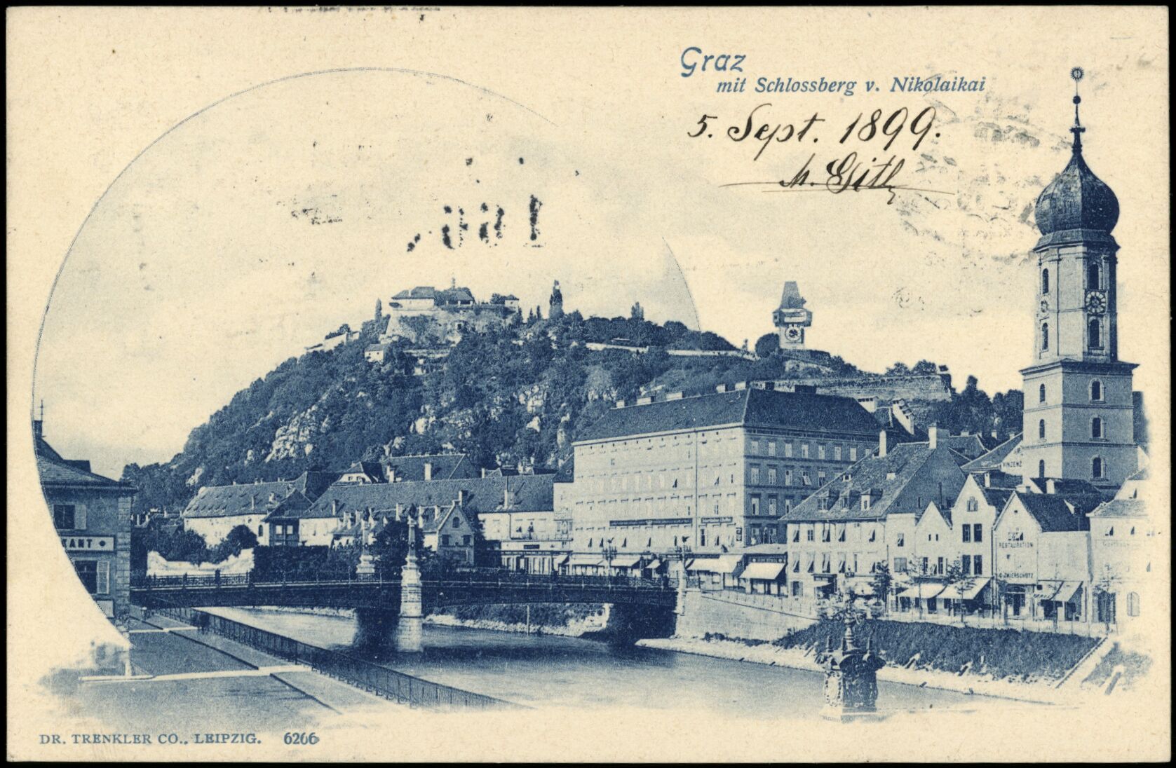 Graz, Nikolaikai; gelaufen 1899; Österreichische Nationalbibliothek. Ansichtskarten online. httpdata.onb.ac.atAKONAK117_407