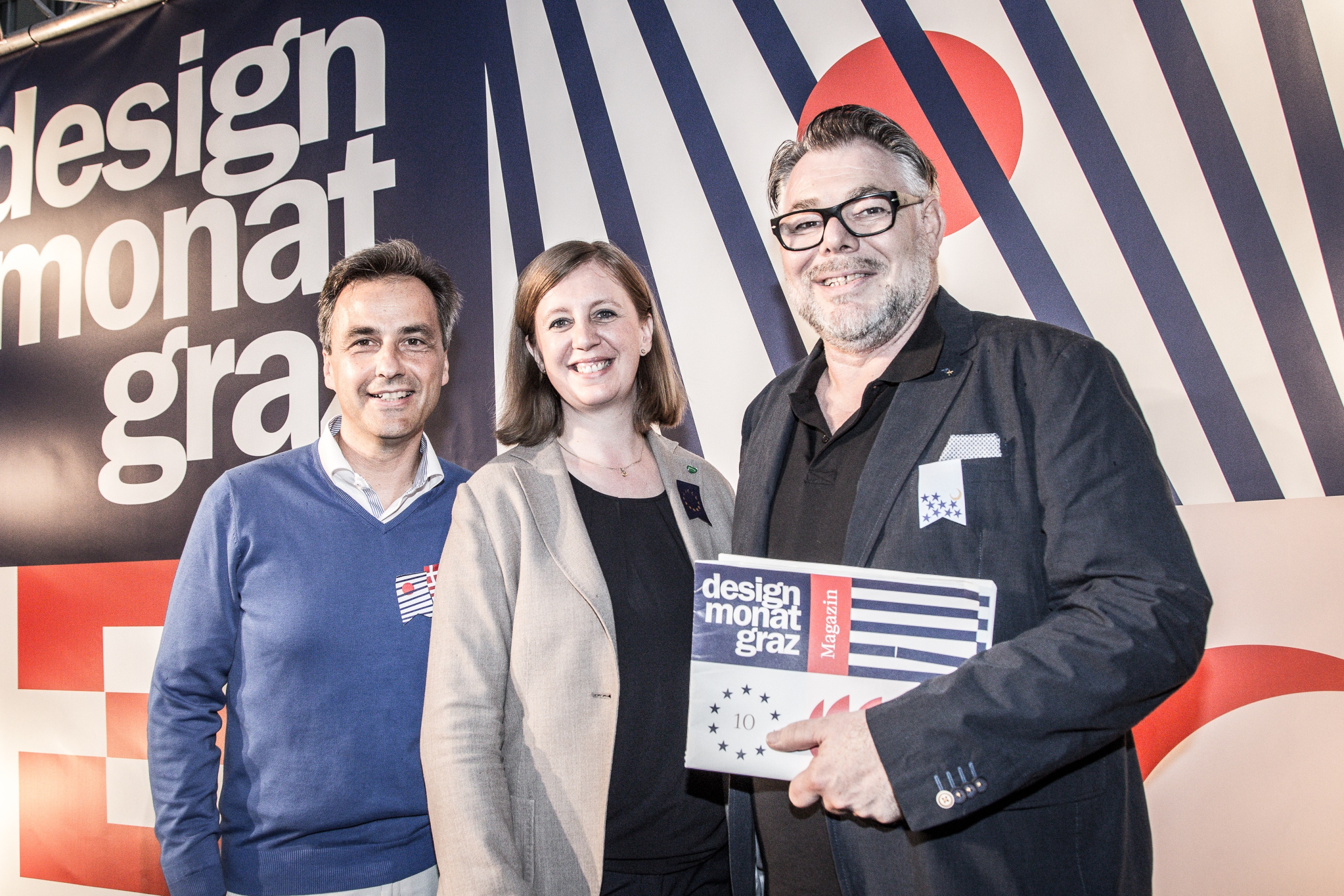 Eröffneten den Designmonat 2018: Bgm. Siegfried Nagl, LRin Barbara Eibinger-Miedl und cis-GF Eberhard Schrempf (v. l.). © Podesser Eröffneten den Designmonat 2018: Bgm. Siegfried Nagl, LRin Barbara Eibinger-Miedl und cis-GF Eberhard Schrempf (v. l.). © Podesser