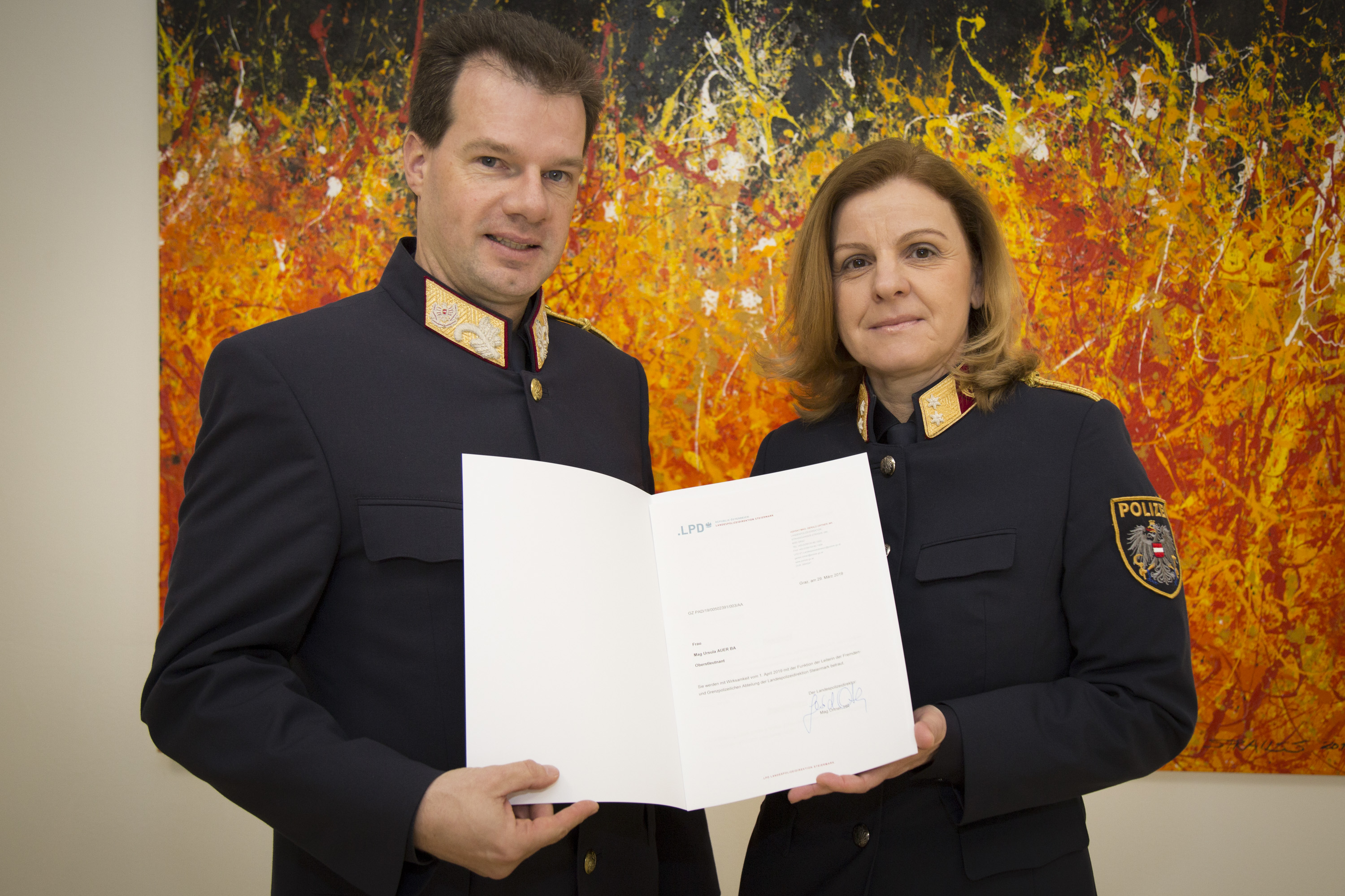 Der Landespolizeidirektor und Obstlt Ursula Auer. © LPD Der Landespolizeidirektor und Obstlt Ursula Auer. © LPD