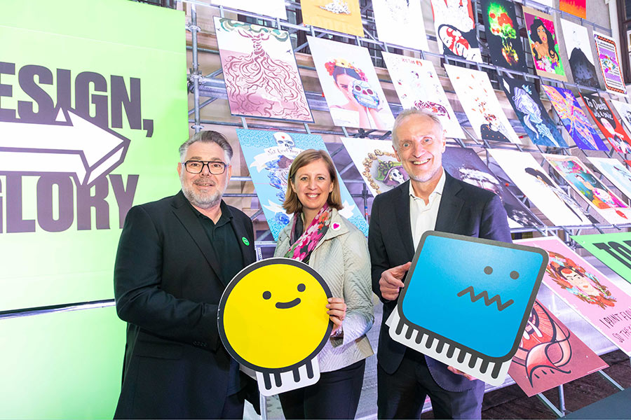 Eberhard Schrempf, Barbara Eibinger-Miedl und Günter Riegler, v.l © Designmonat/Konstantinov Eberhard Schrempf, Barbara Eibinger-Miedl und Günter Riegler, v.l
