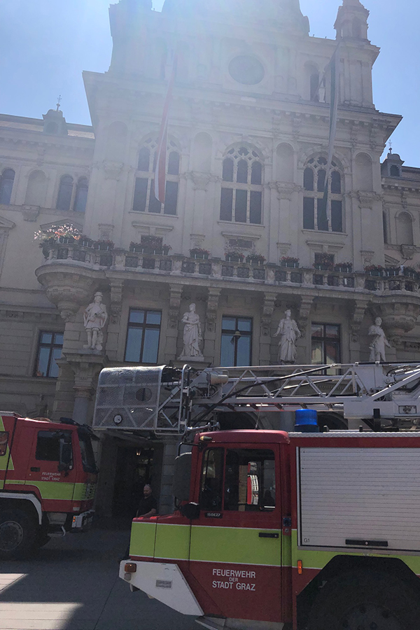 Brandanschlag im Grazer Rathaus © Stadt Graz/Schleich Brandanschlag im Grazer Rathaus