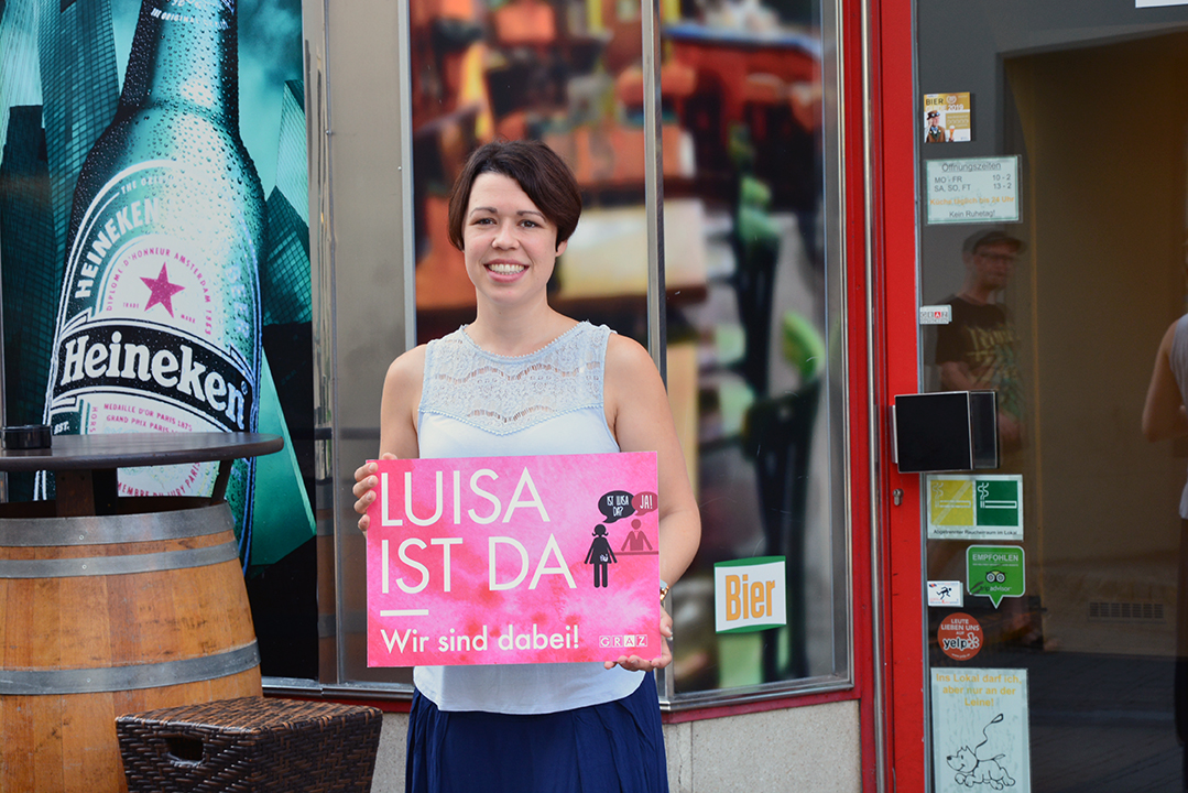 Rebecca Gölles und das Lokal „Brot & Spiele“ sind bei der Aktion „Luisa ist da“ mit dabei.