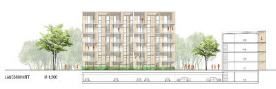 Mt diesem Entwurf holte sich Architekt DI Simon Speigner den Sieg beim Wettbewerb für den Holzwohnbau Ziehrerstraße.