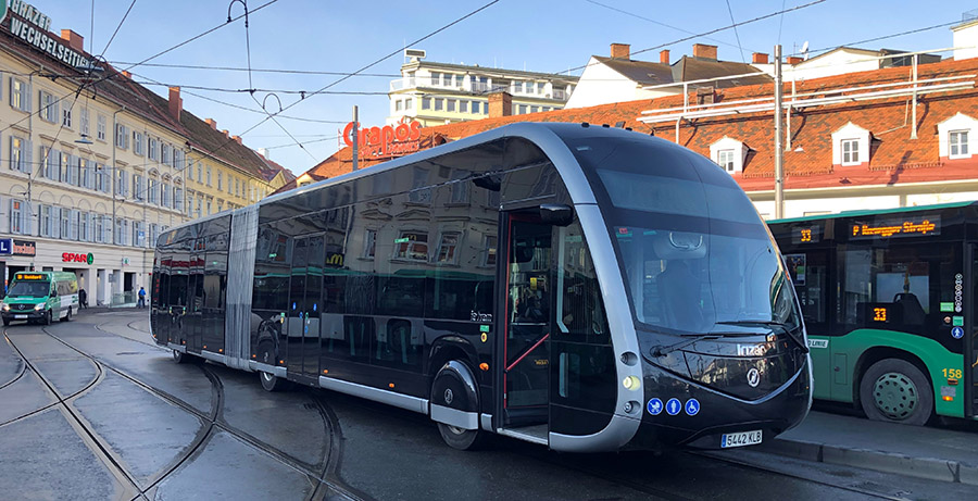 Ein E-Bus aus Spanien wird derzeit in Graz getestet.