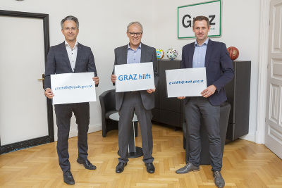 v.l. Sozialstadtrat Kurt Hohensinner, Günther Feldgrill, FPÖ-Klubobmann Armin Sippel