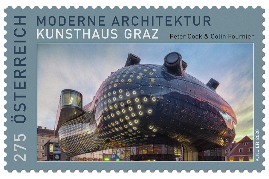 Trari trara! Das Grazer Kunsthaus gibt's ab 20. August auch als Briefmarke.