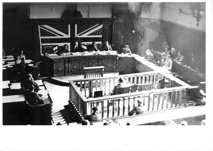 Liebenauer Prozess vor dem Oberen Britischen Militärgericht in Graz im September 1947: Blick in den Gerichtssaal.
