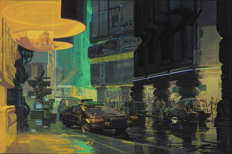 Downtown Cityscape, aus dem Film Blade Runner, Syd Mead, 1981 © Syd Mead Downtown Cityscape, aus dem Film Blade Runner, Syd Mead, 1981 © Syd Mead