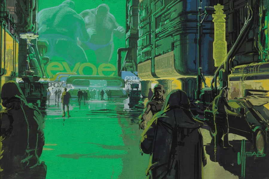 Street Sceen, aus dem Film Blade Runner, Syd Mead, 1981 © Syd Mead Street Sceen, aus dem Film Blade Runner, Syd Mead, 1981 © Syd Mead