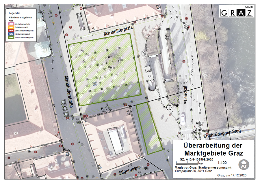 Mariahilferplatz und Mariahilferstraße © Stadtvermessungsamt Mariahilferplatz und Mariahilferstraße
