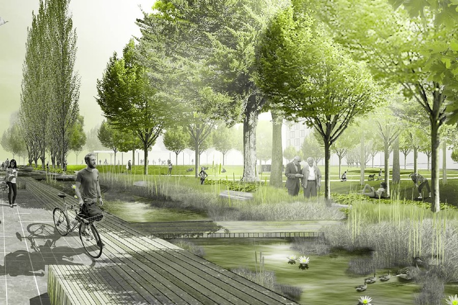 So sieht der Reininghaus Park bislang auf Entwürfen aus. Ab nächstem Jahr werden diese Realität. © zwoPK Landschaftarchitektur So sieht der Reininghaus Park bislang auf Entwürfen aus. Ab nächstem Jahr werden diese Realität. © zwoPK Landschaftarchitektur