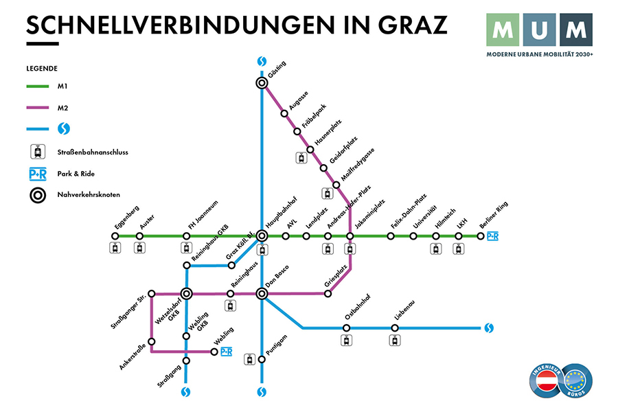 Das Liniennetz der M1 und M2.