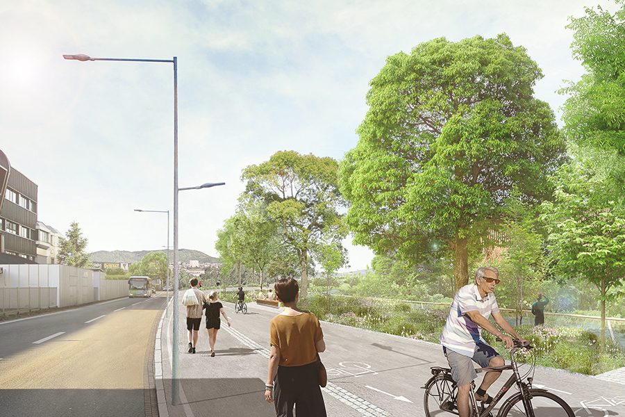 Der Geh-und Radweg ist das Ziel. Die Bauarbeiten in der Puchstraße starten am 20. September © Artgineering Der Geh-und Radweg ist das Ziel. Die Bauarbeiten in der Puchstraße starten am 20. September