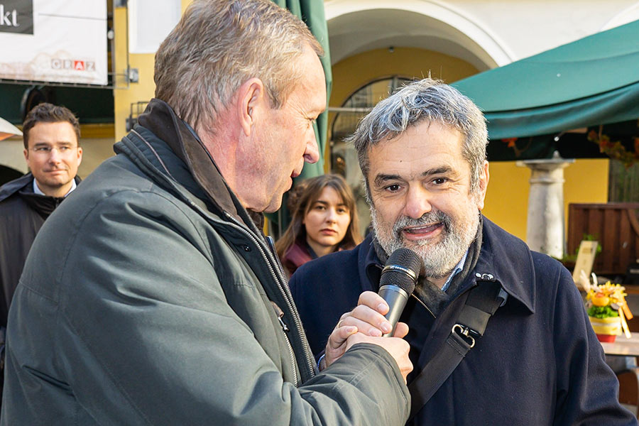 Im Gespräch mit Naturschutzbeauftragten Wolfgang Windisch © Stadt Graz/Fischer Im Gespräch mit Naturschutzbeauftragten Wolfgang Windisch