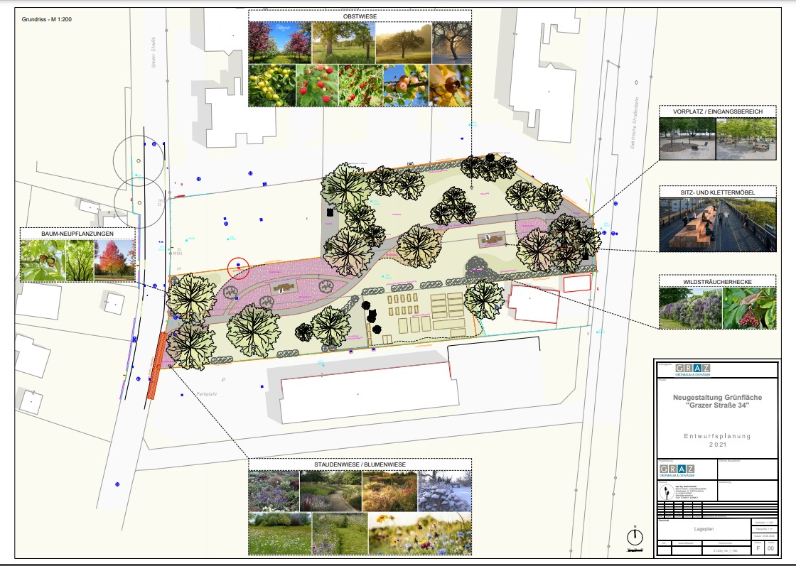 Plan Neugestaltung Park Grazer Straße