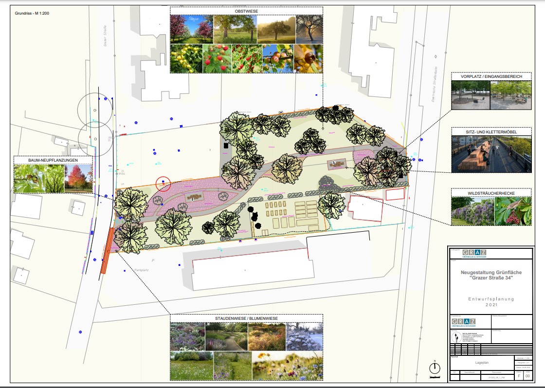 Plan Neugestaltung Park Grazer Straße © DI Neuhold Plan Neugestaltung Park Grazer Straße