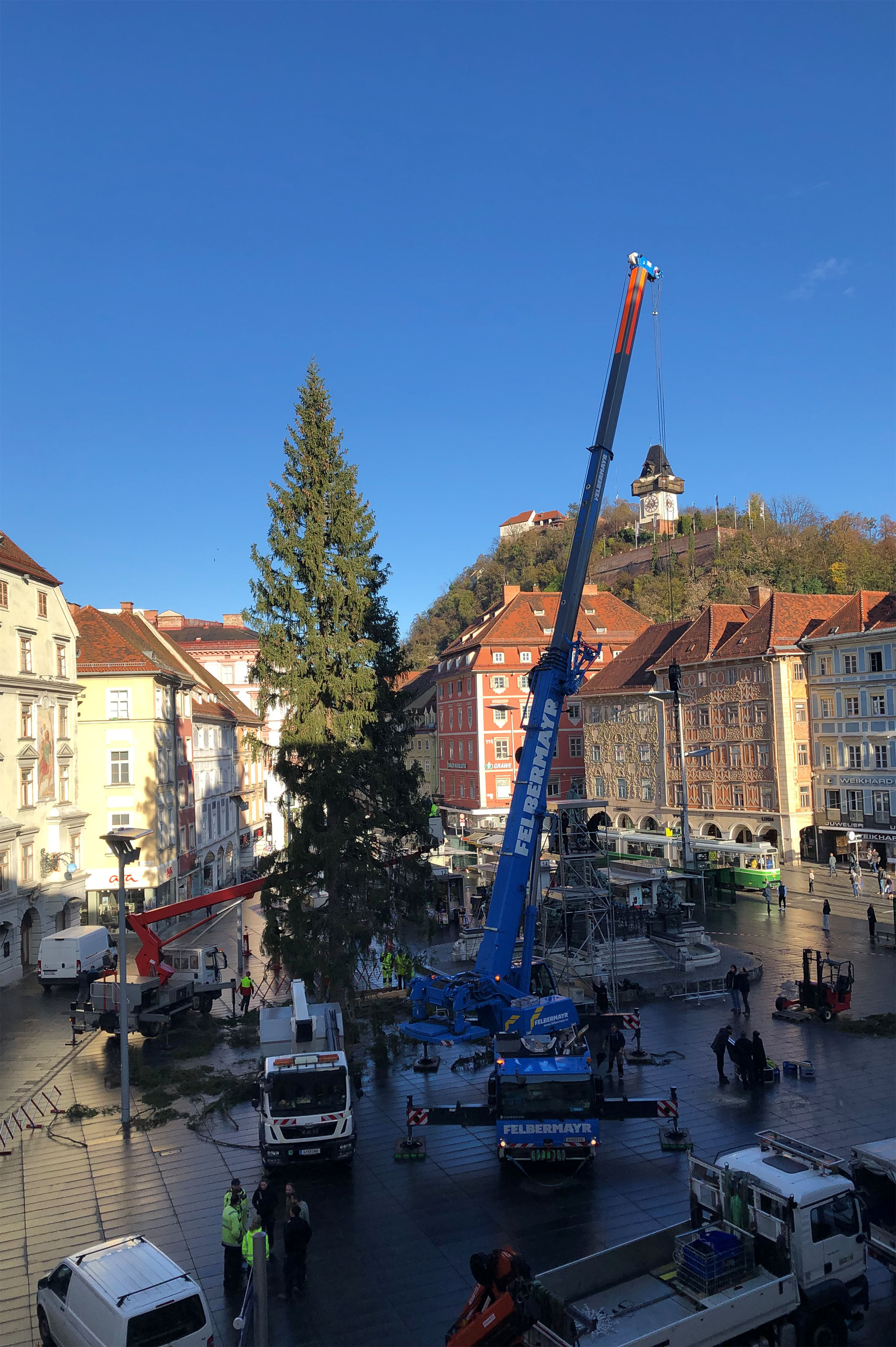 Und nun hat er sein Ziel erreicht und wird für den Advent vorbereitet.