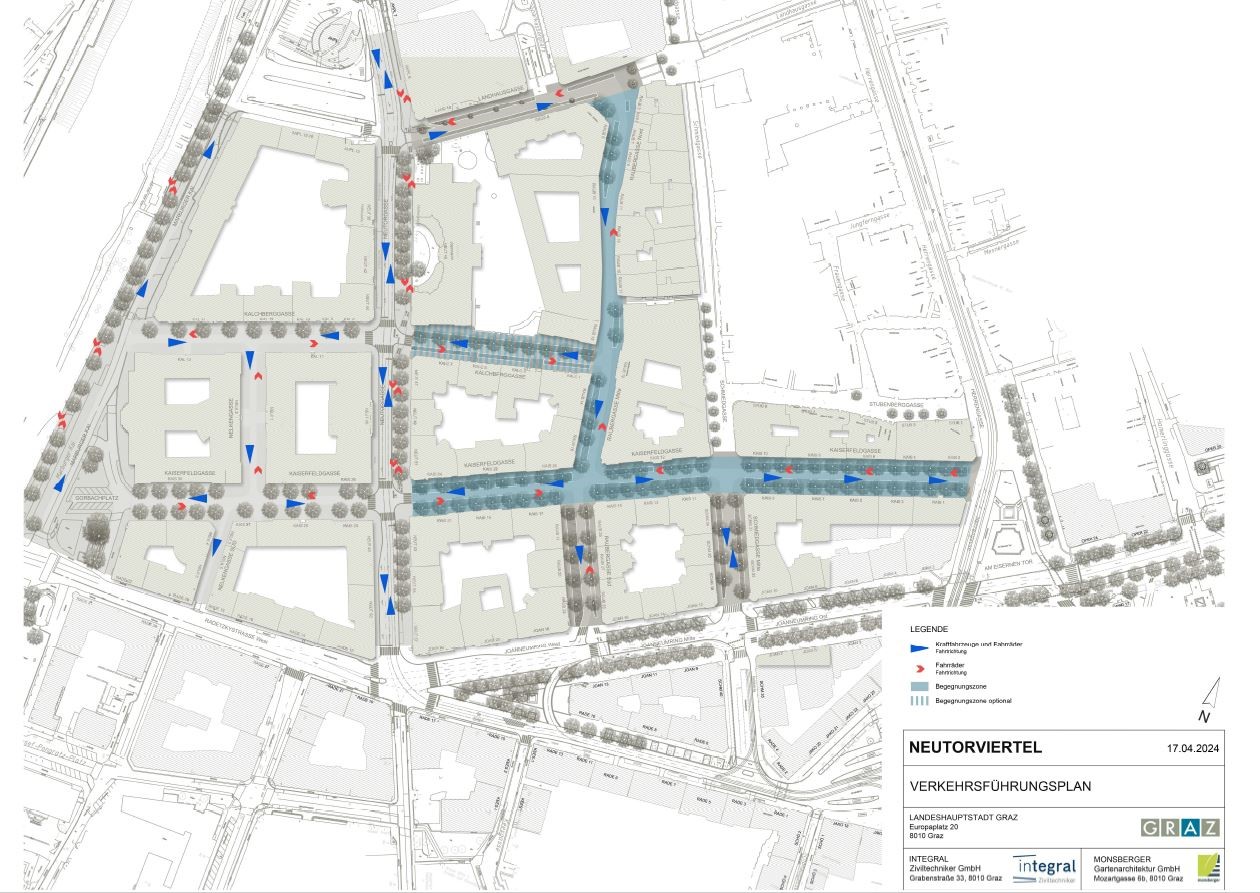 So wird die Verkehrsführung zum Projektende aussehen © Stadt Graz/Stadtplanungsamt So wird die Verkehrsführung zum Projektende aussehen