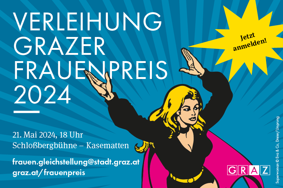 Wir laden Sie herzlich zur Verleihung des Grazer Frauenpreises am 21. Mai ein. Jetzt anmelden!