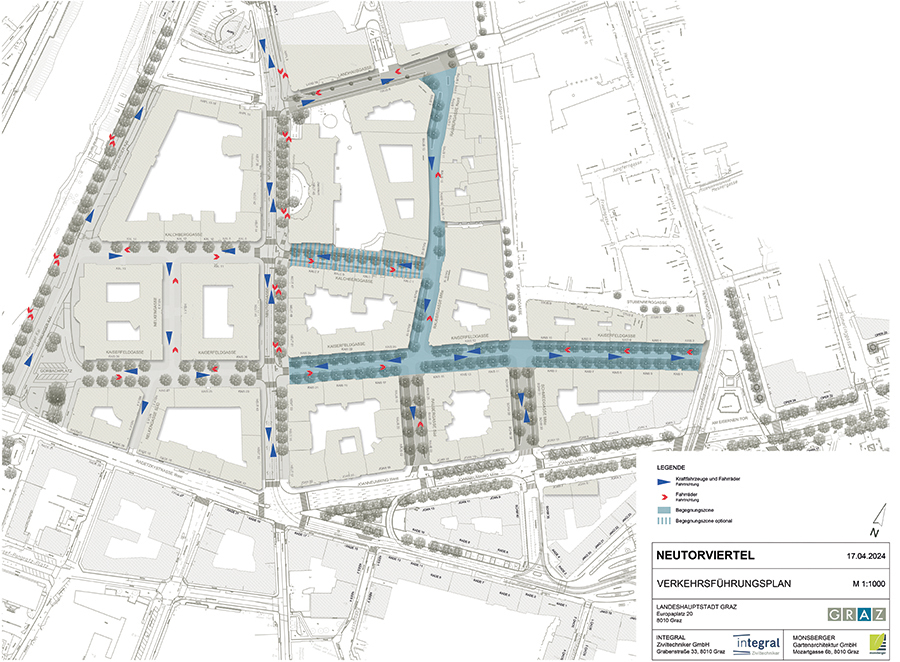 Die neue Verkehrsführung ab November 2025: Zum Vergrößern klicken Sie aufs Bild. © Monsberger Gartenarchitektur GmbH & Integral Ziviltechniker GmbH Die neue Verkehrsführung ab November 2025: Zum Vergrößern klicken Sie aufs Bild.