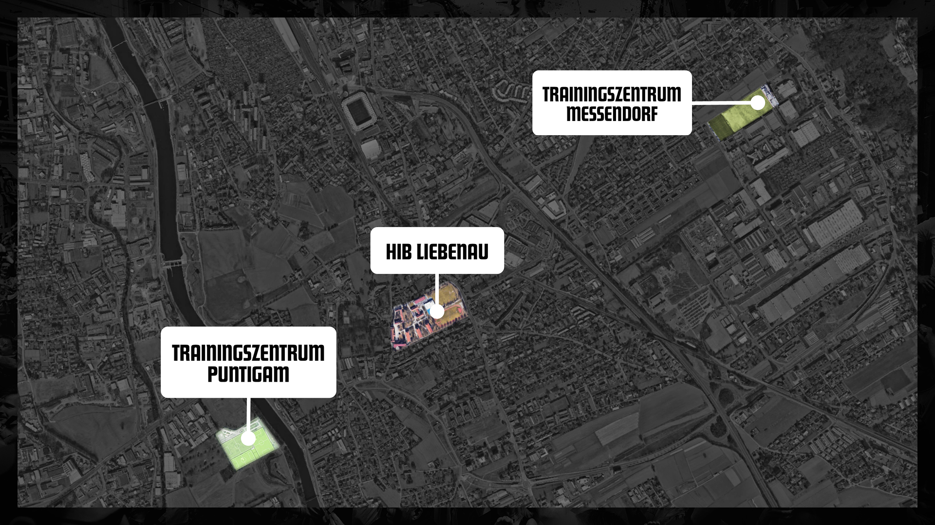 Das neue Trainingszenturm ist nur 1,4 km von der HIB Liebenau und 4 km vom Trainingszentrum Messendorf entfernt.
