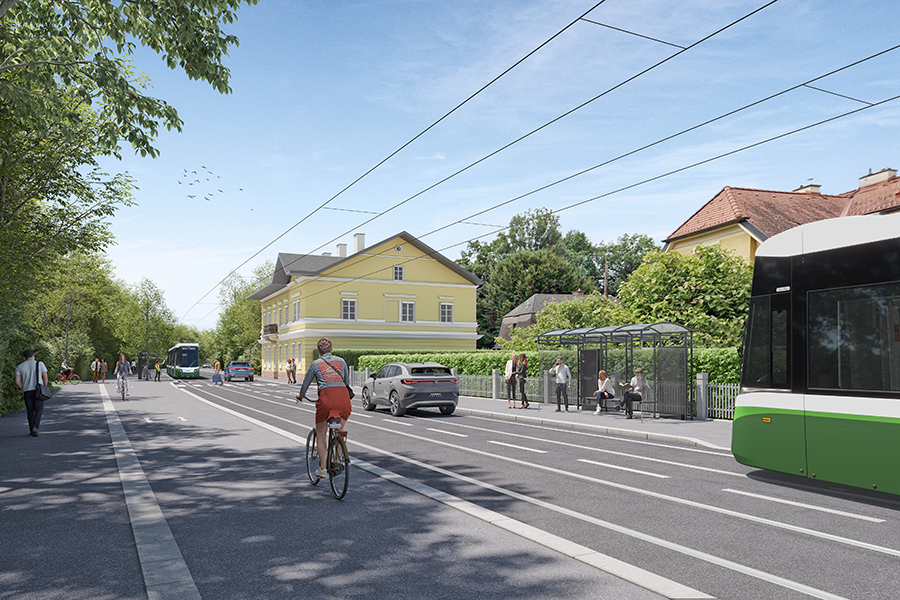 Mit dem Ausbau der Linie 1 bekommt die Hilmteichgasse ein neues Gesicht.